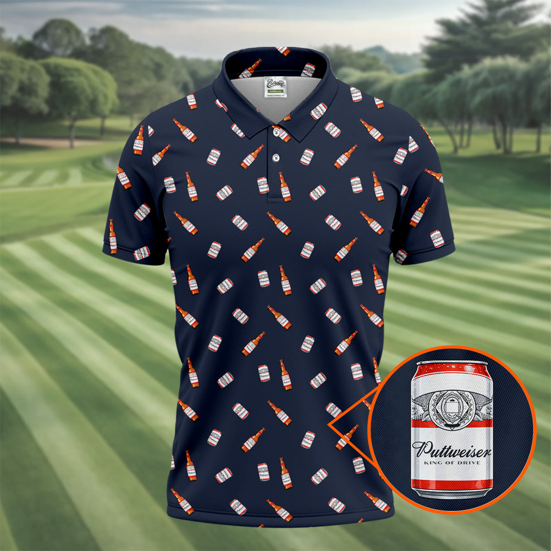Puttweiser King Of Drive Golf And Beer Men's Funny Golf Shirts, Golf Tops For Men, Golf Shirts For Men
