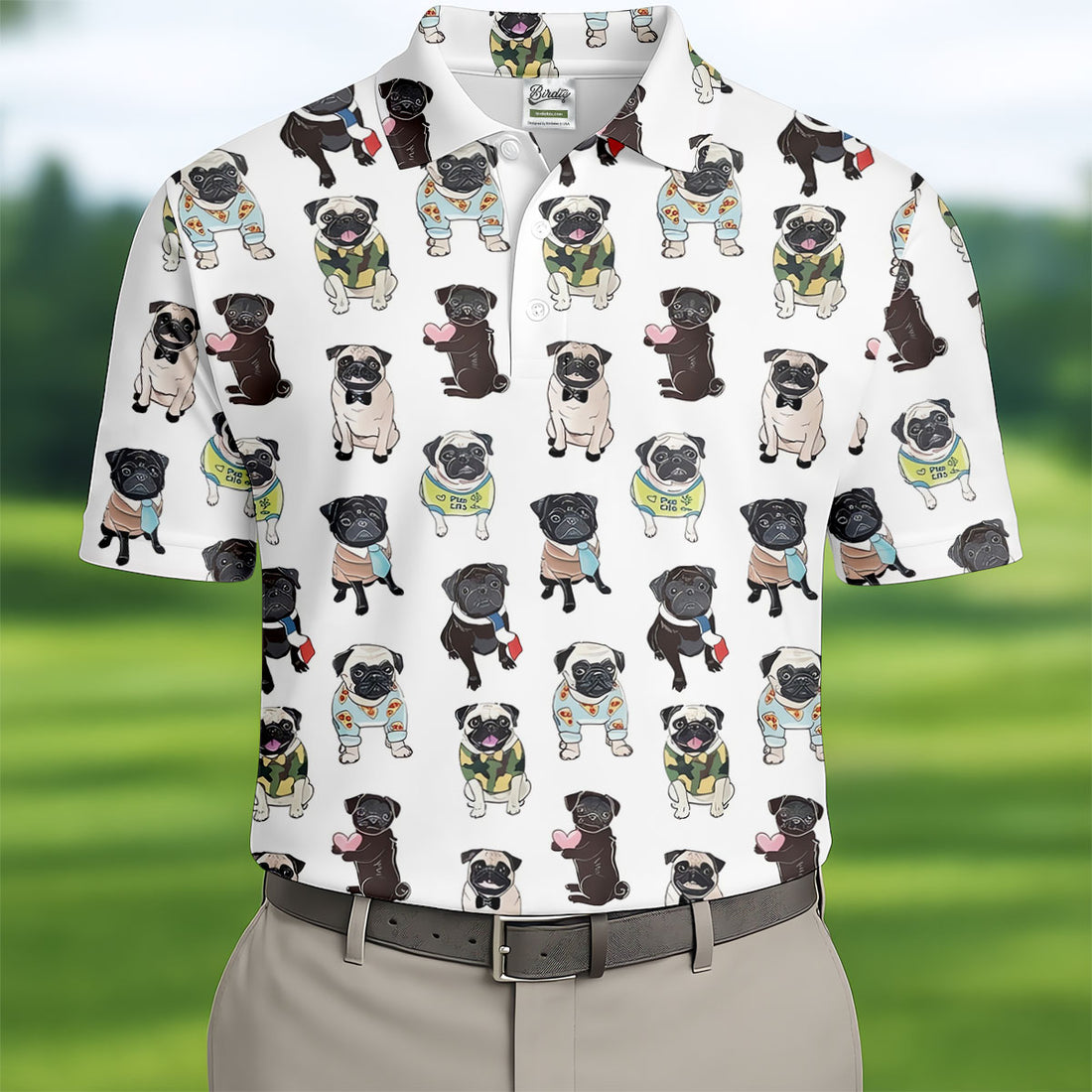 Funny Pug Dog Hawaiian Golf Shirt, Retro Golf Shirt, Men's Golf Shirt, Polo Shirts For Men