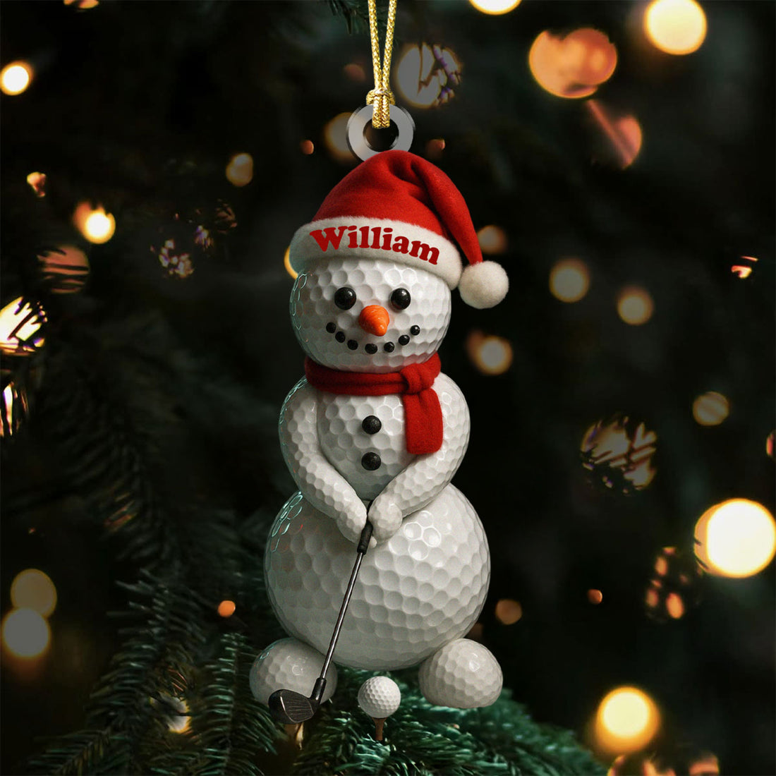 Golf Ball Snowman Acrylic Ornaments, Golf Christmas Gifts, Funny Golf Ball Golf Ornaments
