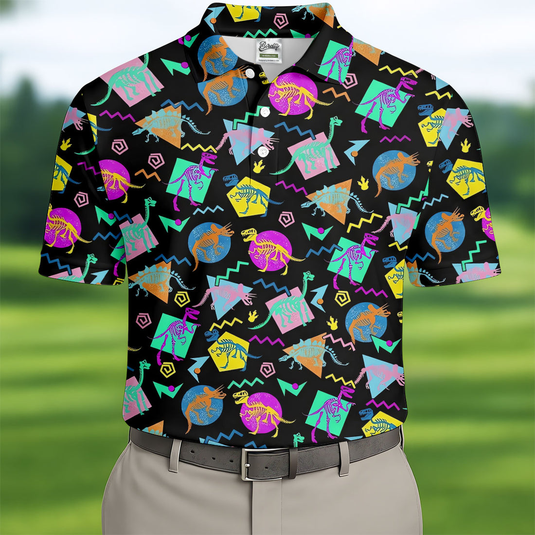 Dinosaur Skeletons Vintage Hawaiian Golf Shirt, Men's Golf Shirt, Polo Shirts For Men
