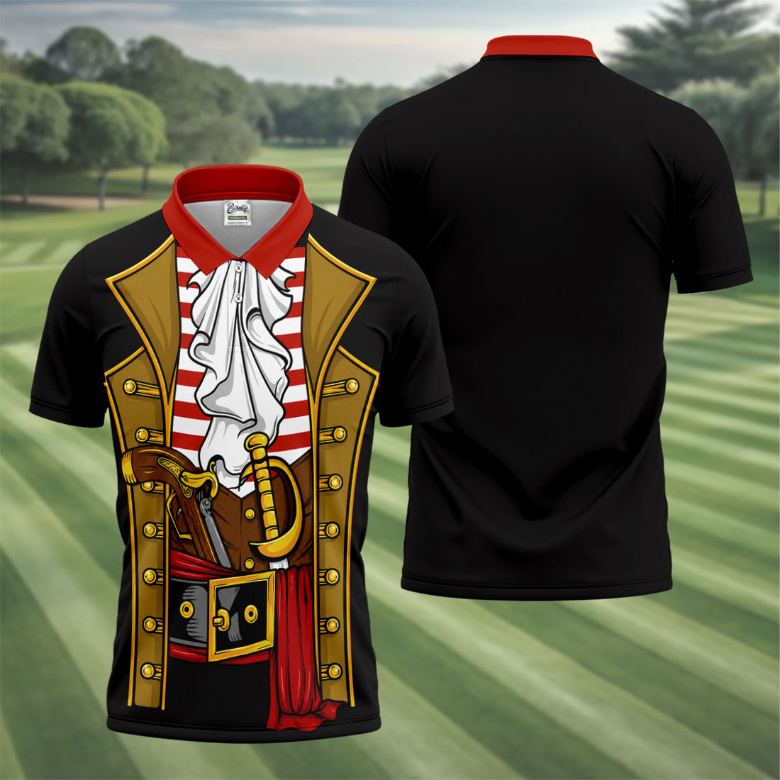 Pirate Captain Outfit Golf Shirt, Swashbuckler Costume Design, Golf Shirt For Men
