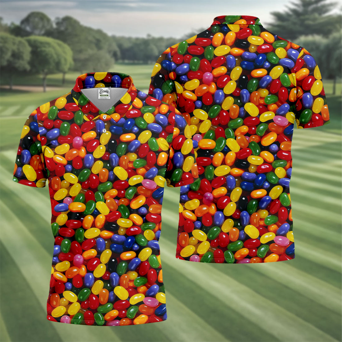 Hundreds of Colorful Jelly Beans Hawaiian Golf Polo, Golf Tops For Men, Golfing Apparel