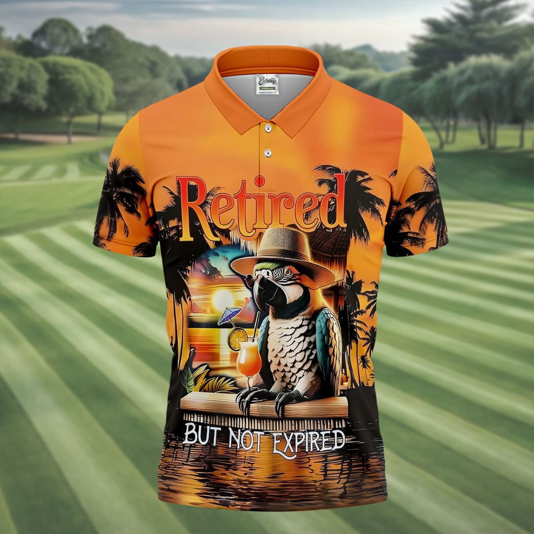 Funny Retirement Parrot Beach Vacation Golf Shirt, Mens Golf Polo, Printed Golf Shirts