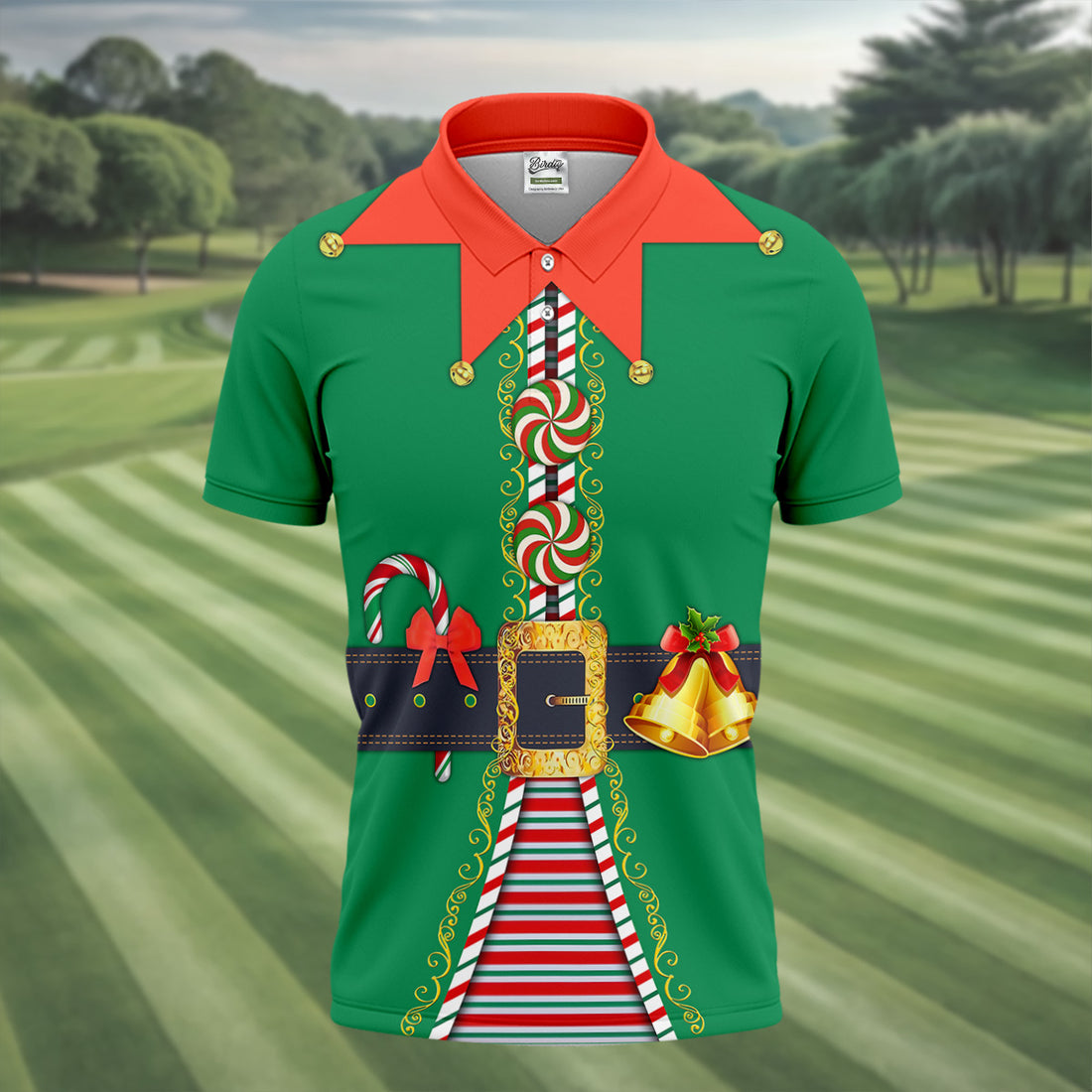 Funny Christmas Elf Golf Tops For Men, Christmas Golf Shirt, Polo Shirts For Men, Christmas Golf Shirt