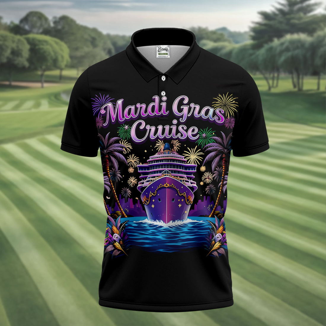 Mardi Gras Cruise Festive Theme Golf Tops For Men, Polo Shirts For Men, Golf Shirts For Men