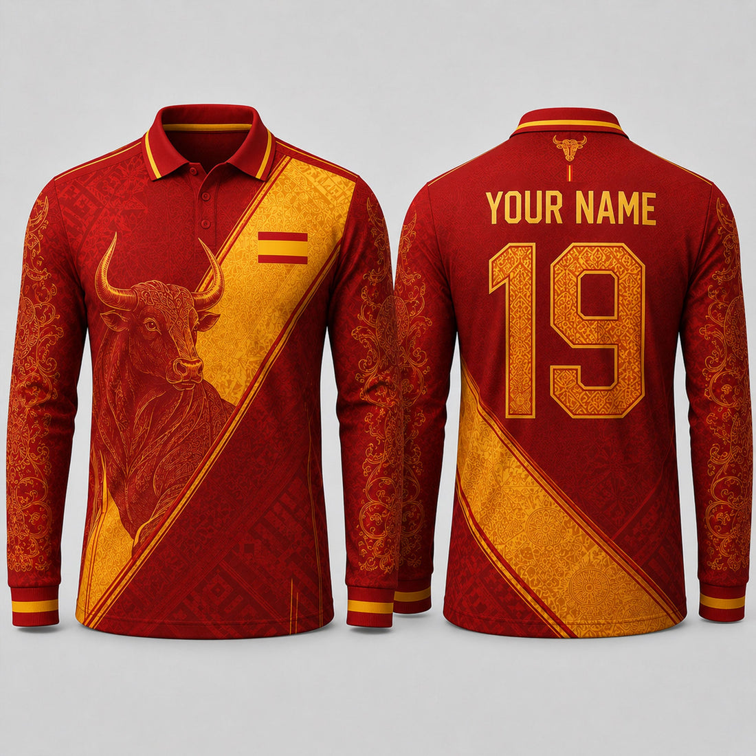 Spanish Bull Fooball Shirt, Spain Football Team V-Neck For Men, Soccer Fan Football Gifts