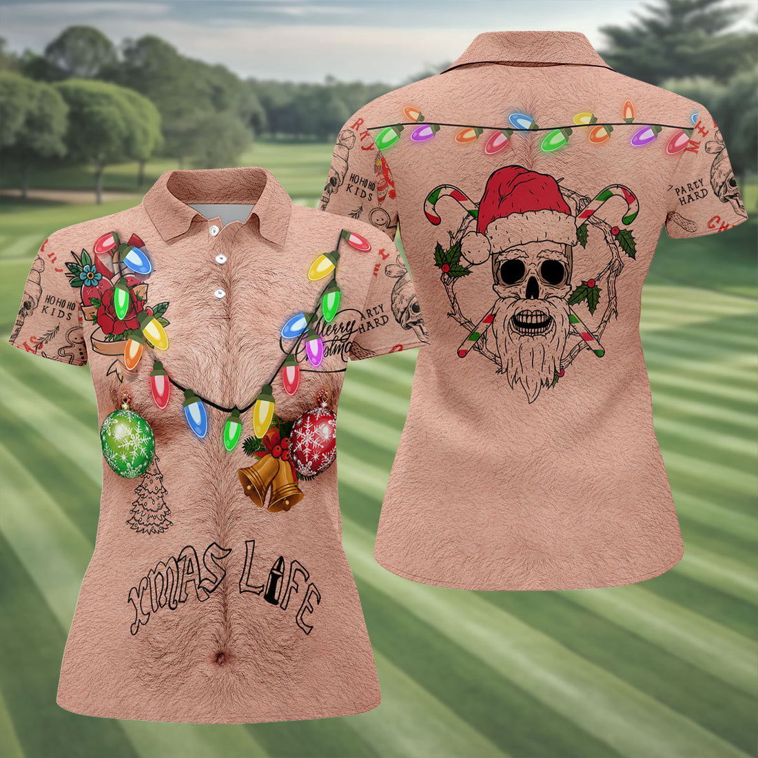 Funny Xmas Life Christmas Lights Body Golf Shirt, Christmas Shirts For Women, Christmas Golf Shirt