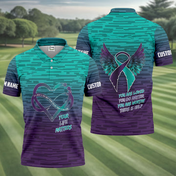 Suicide Prevention Ribbon Wings Golf Polo Shirt, Mens Golf Polo, Golf Shirts For Men