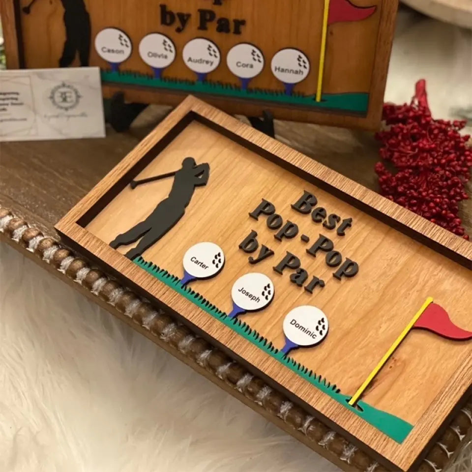 Best Papa By Par 2 Layered Custom Wood Sign, Christmas Golf Gift, Gifts For Dad And Grandpa