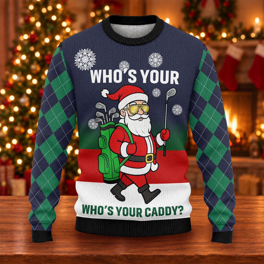 Who's Your Caddy Golfing Santa Christmas Sweater, Golf Ugly Sweater, Christmas Golf Shirt, Funny Golf Sweater