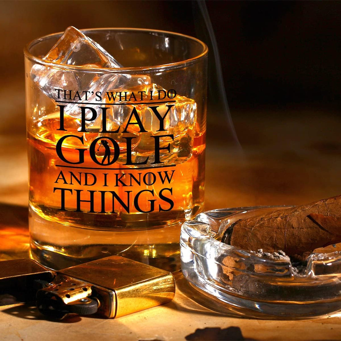 Thats What I Do I Play Golf And I Know Things Funny Golf Whiskey Glass, Dad Golf Gifts