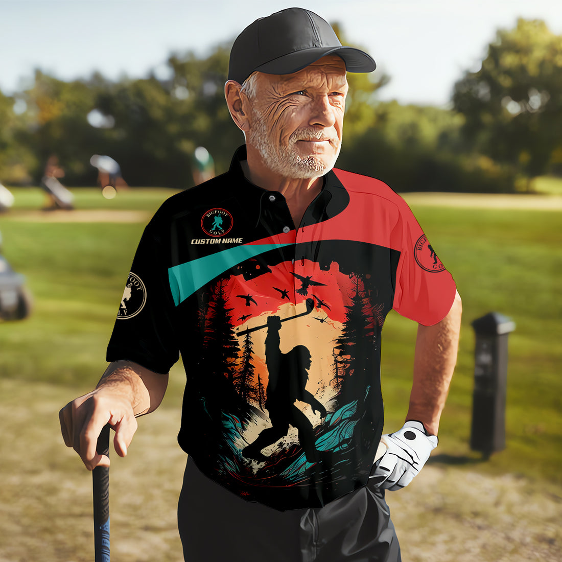 Not All Who Wander Are Lost Custom Men's Golf Polo Shirt, Funny Bigfoot Golf Shirt, Dad Golf Gift