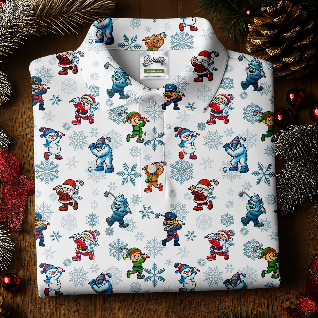 Christmas Characters Golf Pose Funny Golf Shirts, Christmas Golf Shirt, Couple Golf Shirt, Matching Golf Shirt