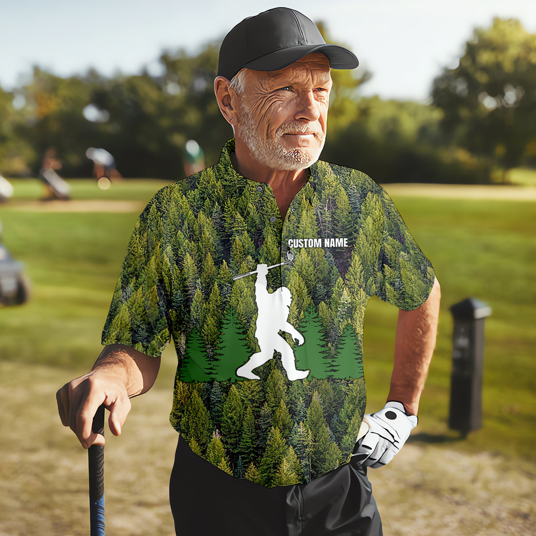 Not All Who Wander Are Lost Custom Men's Golf Polo Shirt, Bigfoot Golf Shirt, Dad Golf Gift