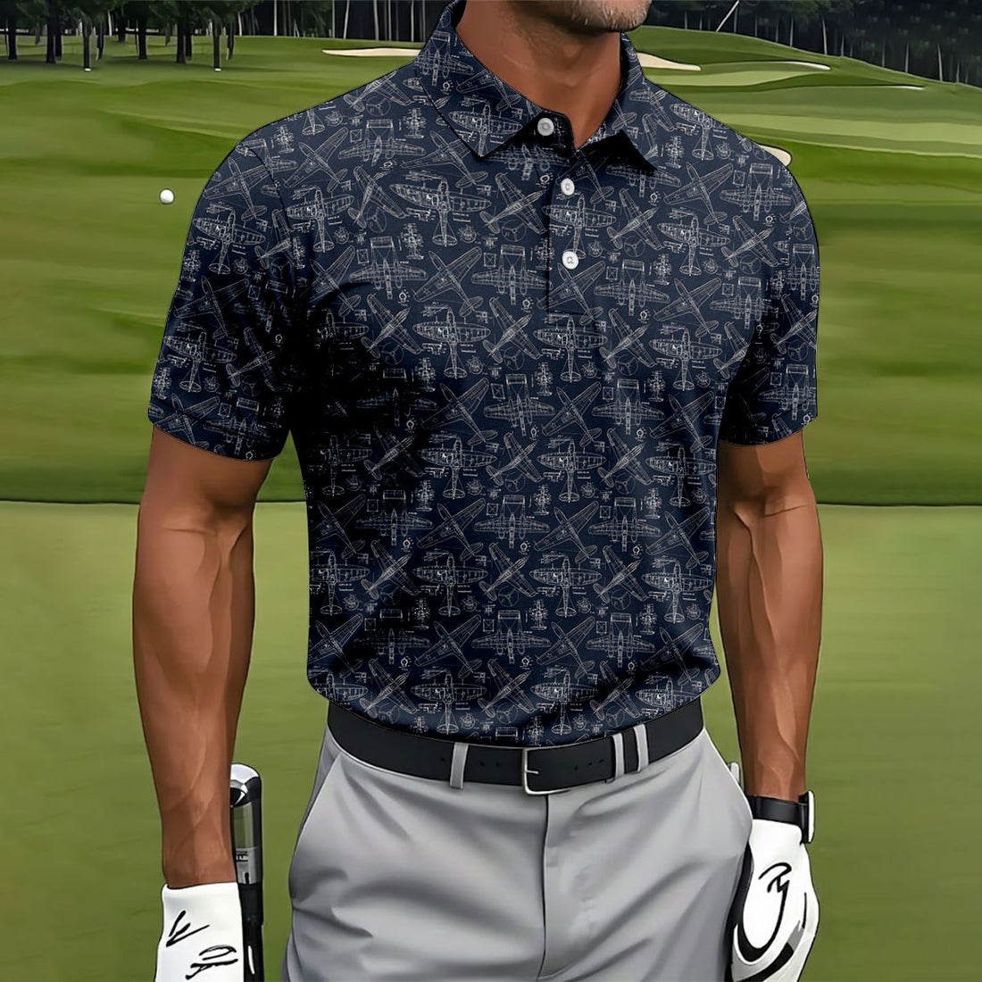 Aircraft Models Airplane Blueprints Golf Tops For Men, Polo Shirts For Men, Golf Shirts For Men