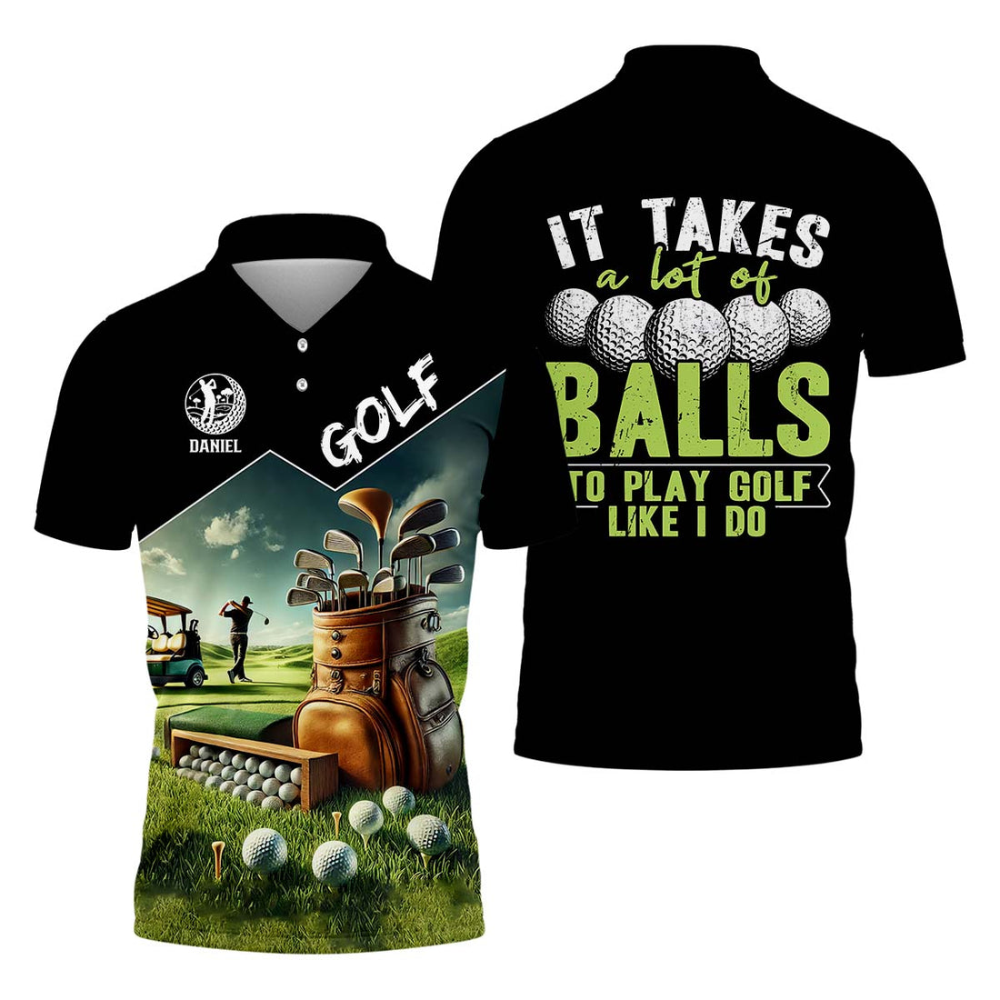 It Takes A Lot Of Balls To Play Golf Like I Do Men's Polo Shirt, Funny Golf Polos, Unique Gift For Golfer