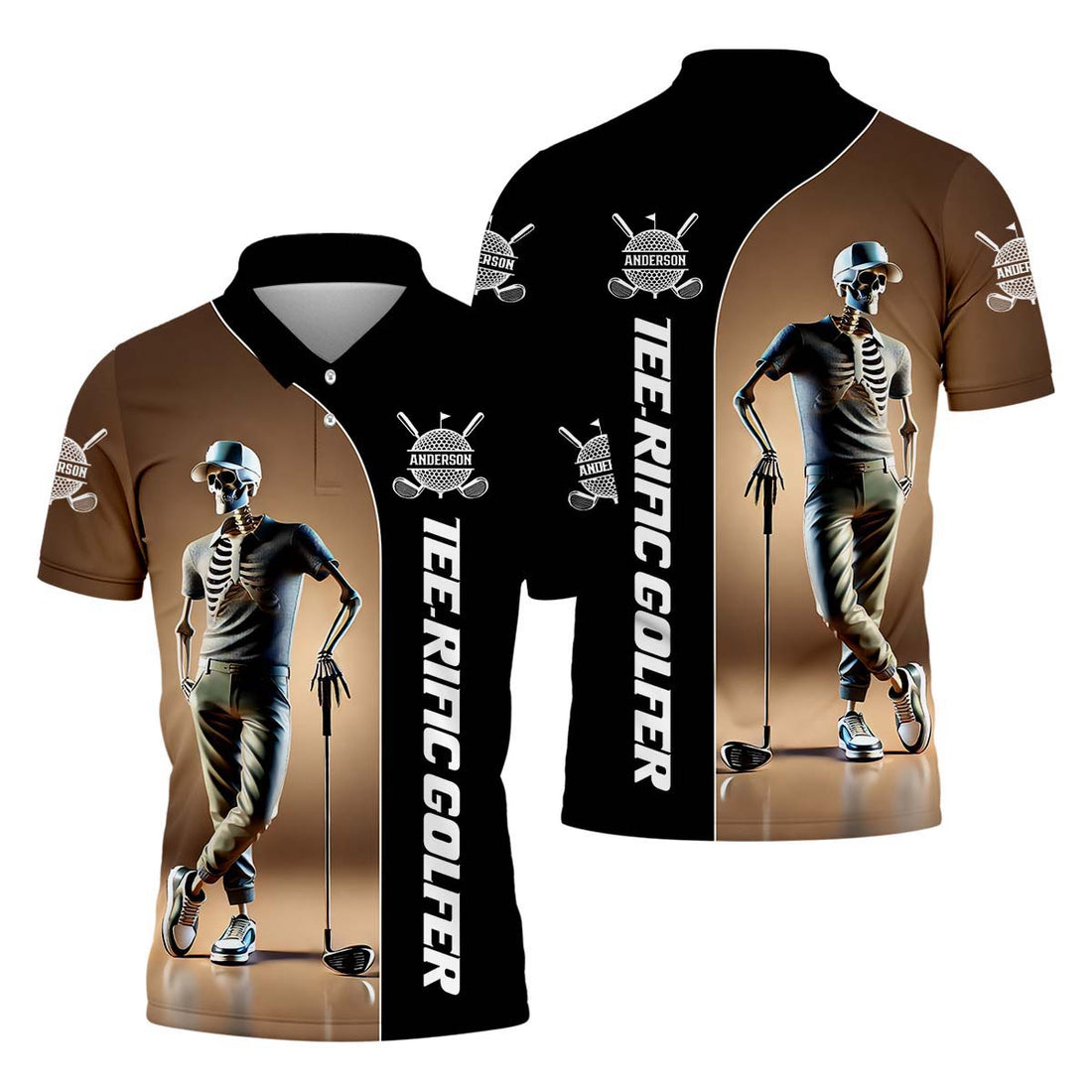 Teerific Skeleton Golfer Custom Golf Shirt, Personalized Golf Shirt, Unique Gift For Golfer