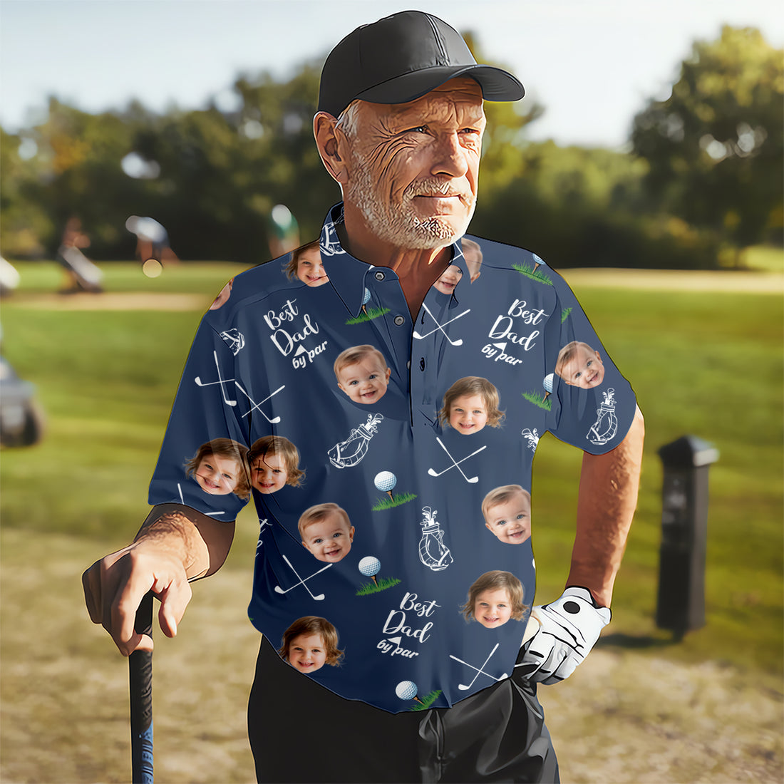 Best Dad By Par Custom Photo Golf Shirt, Fun Golf Shirt, Best Golf Gift For Dad