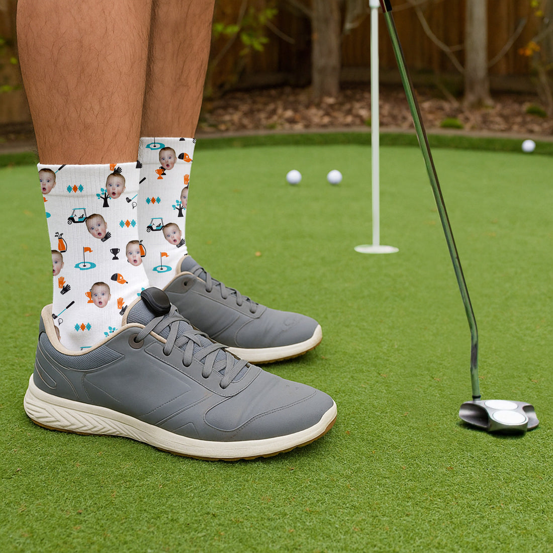 Custom Face Socks For Golfer, Socks With Faces, Fun Socks For Men, Christmas Golf Gift