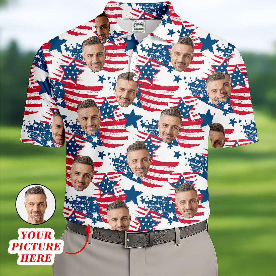 Custom America Flag Shirt With Face, Custom Face Shirt, US Patriotic Pride Unisex Tropical Hawaiian Aloha Shirt, Summer Vacation