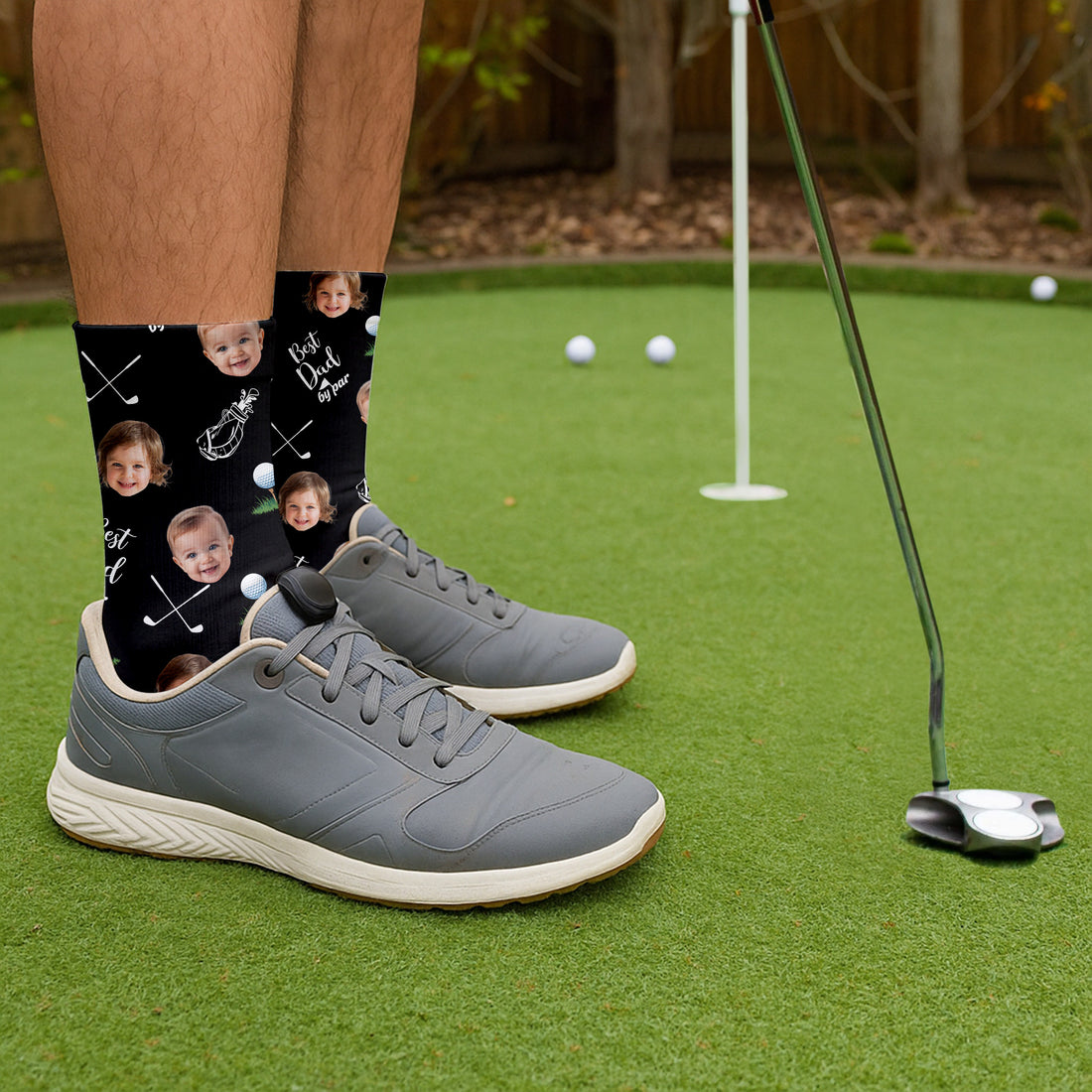 Custom Face Best Dad By Par Golf socks , Fun Socks For Men, Christmas Golf Gift
