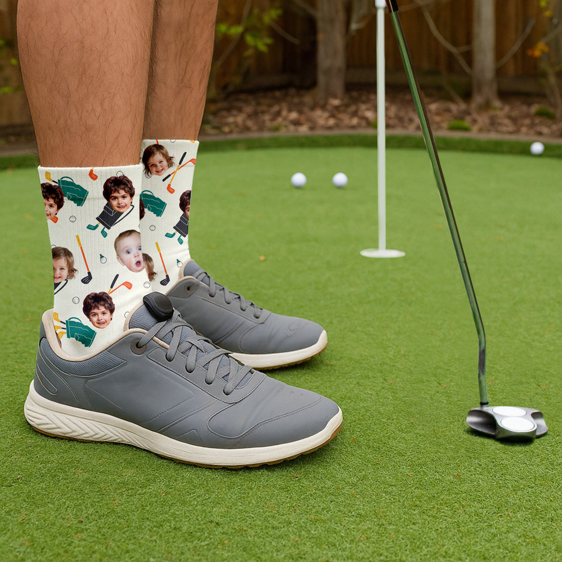 Custom Socks With Kids Faces, Fun Socks For Men, Christmas Golf Gift, Gifts For The Golfing Dad