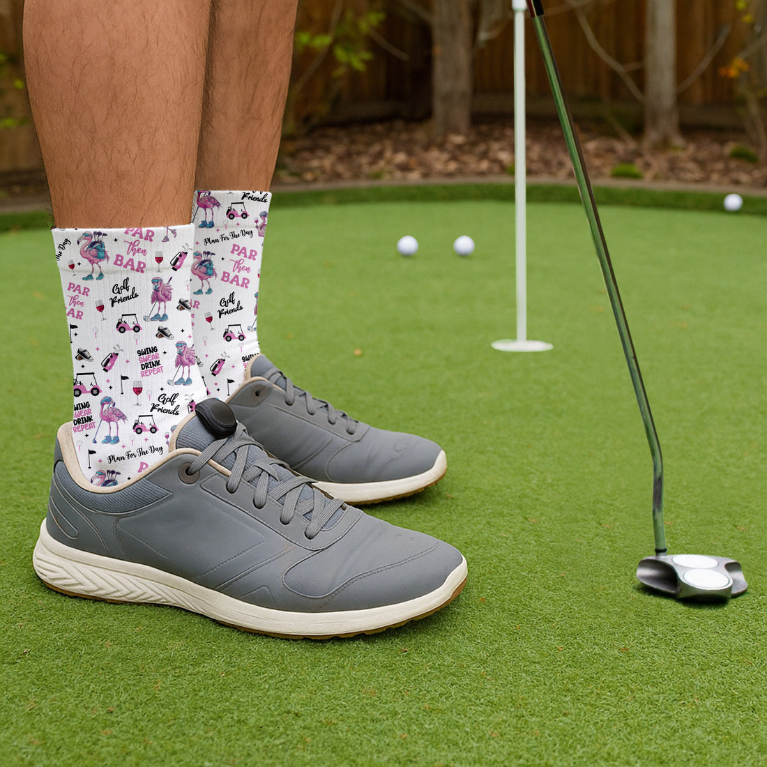 Par Then Bar Flamingo Men Golf Socks, Best Socks For Men, Fun Socks, Christmas Golf Gift