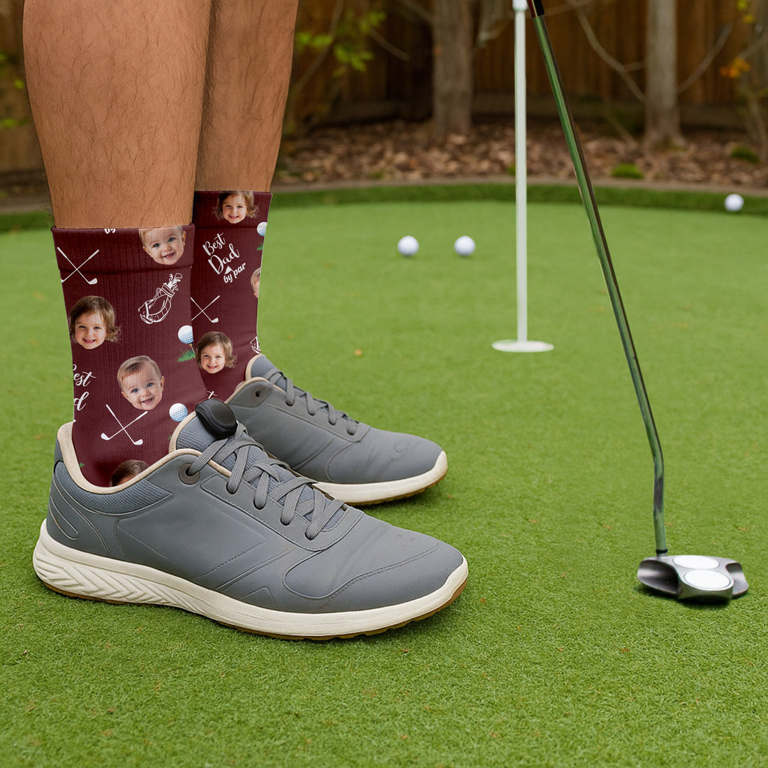 Custom Face Best Dad By Par Golf Socks, Fun Socks For Men, Christmas Golf Gift, Gift For Golfing Dad