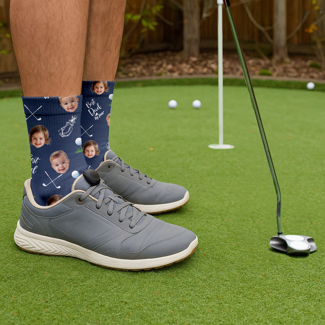 Best Dad By Par Custom Face Kids Photo, Golf Socks, Fun Socks For Men, Christmas Golf Gift