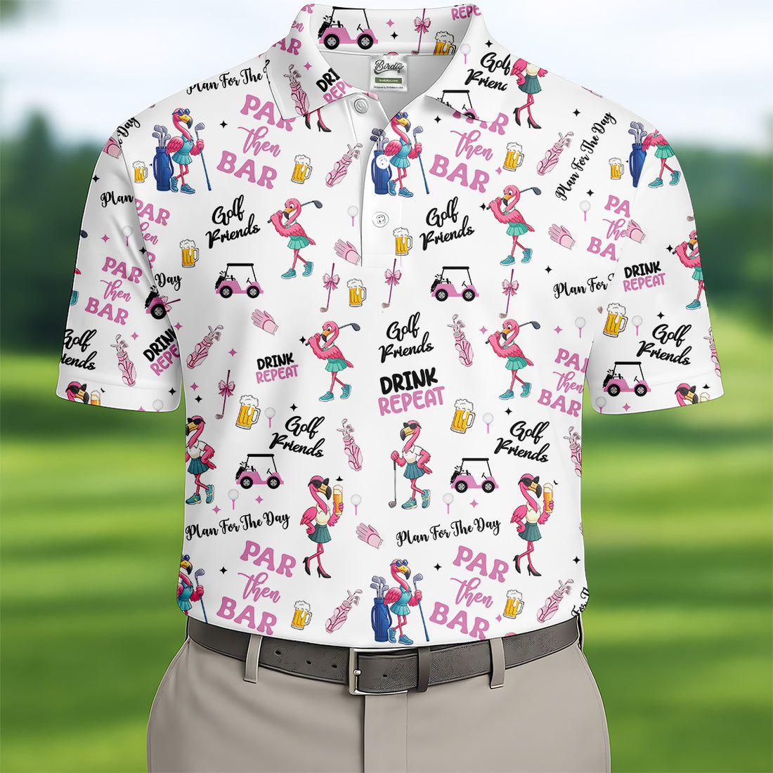 Par Then Bar Flamingo Golf Shirt, Fun Golf Shirts, Matching Golf Shirts, Couple Golf Shirt