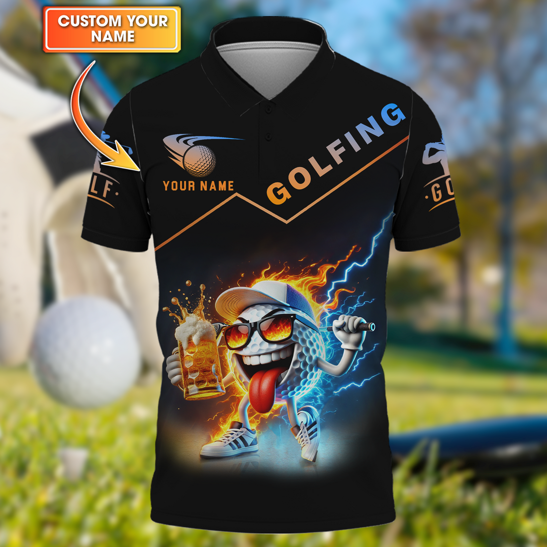 Golf And Beer, Funny Golf Ball Shirt, Custom Men's Golf Polo Shirt, Beer Golf Shirt, Gift For Golfers