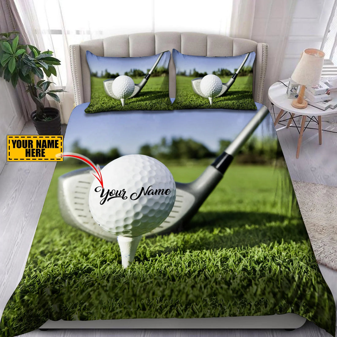 Custom Golf Ball Bedding Set, Sports Themed Bedroom Decor, Bedroom Decor