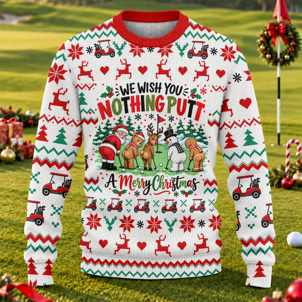 We Wish You Nothing Putt Ugly Christmas Sweater, Christmas Gifts, Christmas Golf Gift
