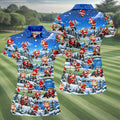 Snowy Santa Golf Pattern Christmas Golf Shirt, Womens Golf Shirts, Ladies Golf Shirts