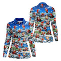 Snowy Santa Golf Pattern Christmas Golf Shirt, Womens Golf Shirts, Ladies Golf Shirts