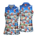 Snowy Santa Golf Pattern Christmas Golf Shirt, Womens Golf Shirts, Ladies Golf Shirts