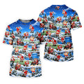 Snowy Santa Golf Pattern Christmas Golf Shirt, Womens Golf Shirts, Ladies Golf Shirts