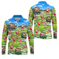 Santa Golf Course Pattern Christmas Golf Shirt, Golf Gifts For Men, Golf Polo For Men