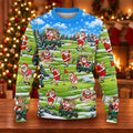 Santa Golf Course Pattern Ugly Christmas Sweater, Funny Xmas Gift, Ugly Sweater Party
