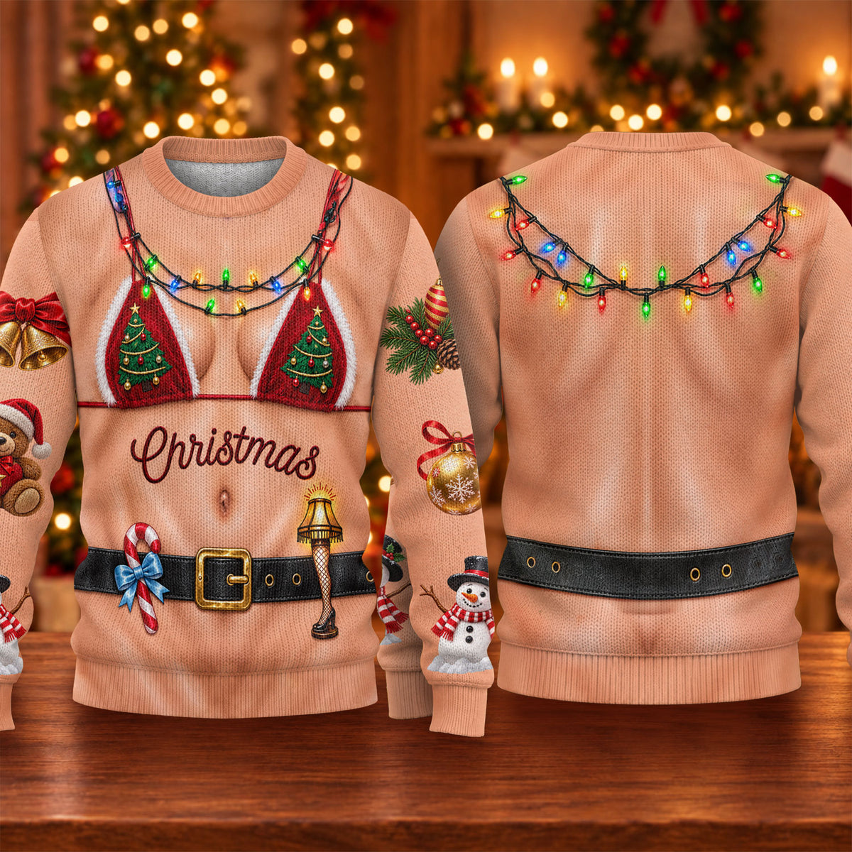 Tree Bikini Lights Ugly Christmas Sweater, Christmas Gifts, Christmas Sweater Gift