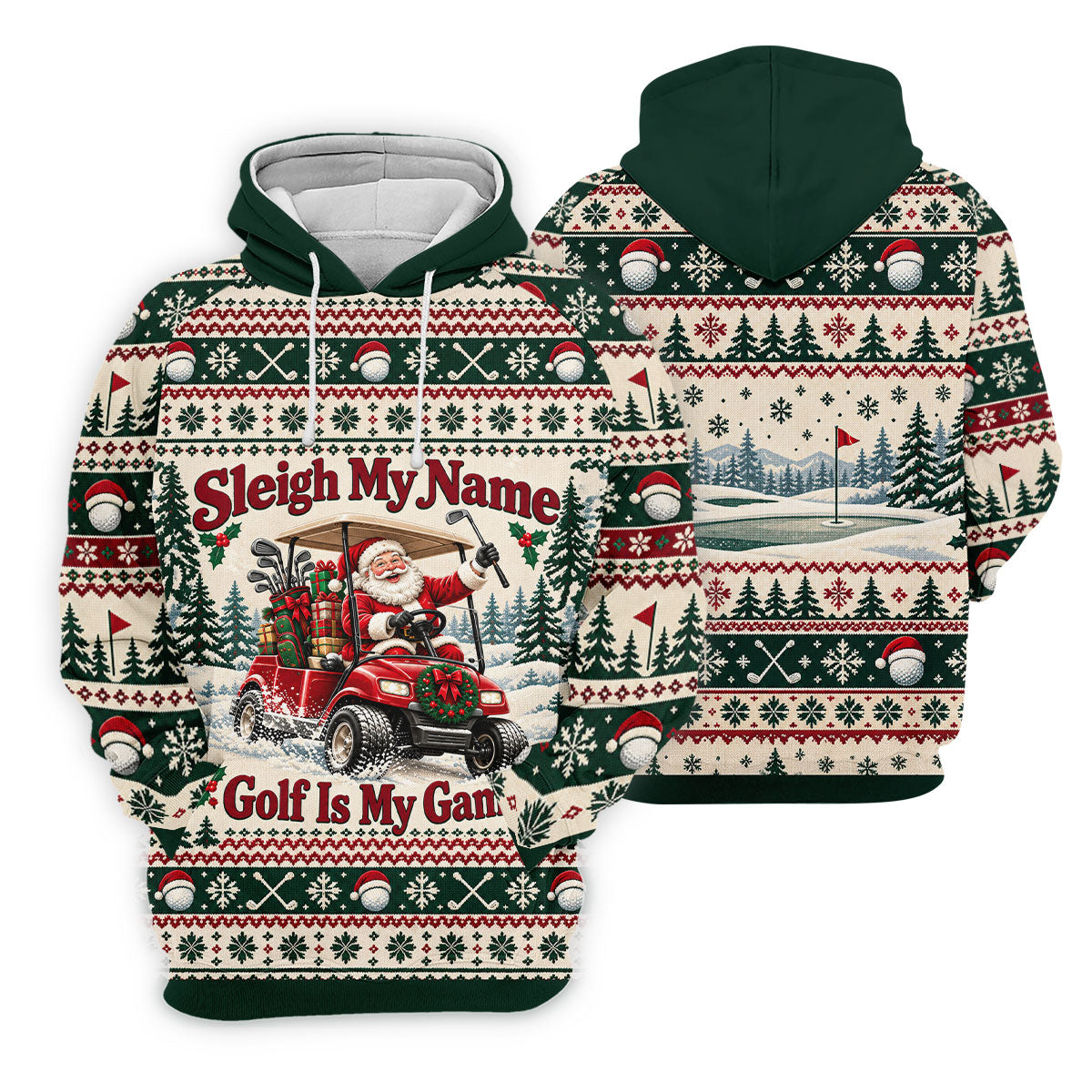 Sleigh My Name Golf Cart Christmas Golf Shirt, Mens Golf Polo, Mens Golf Apparel