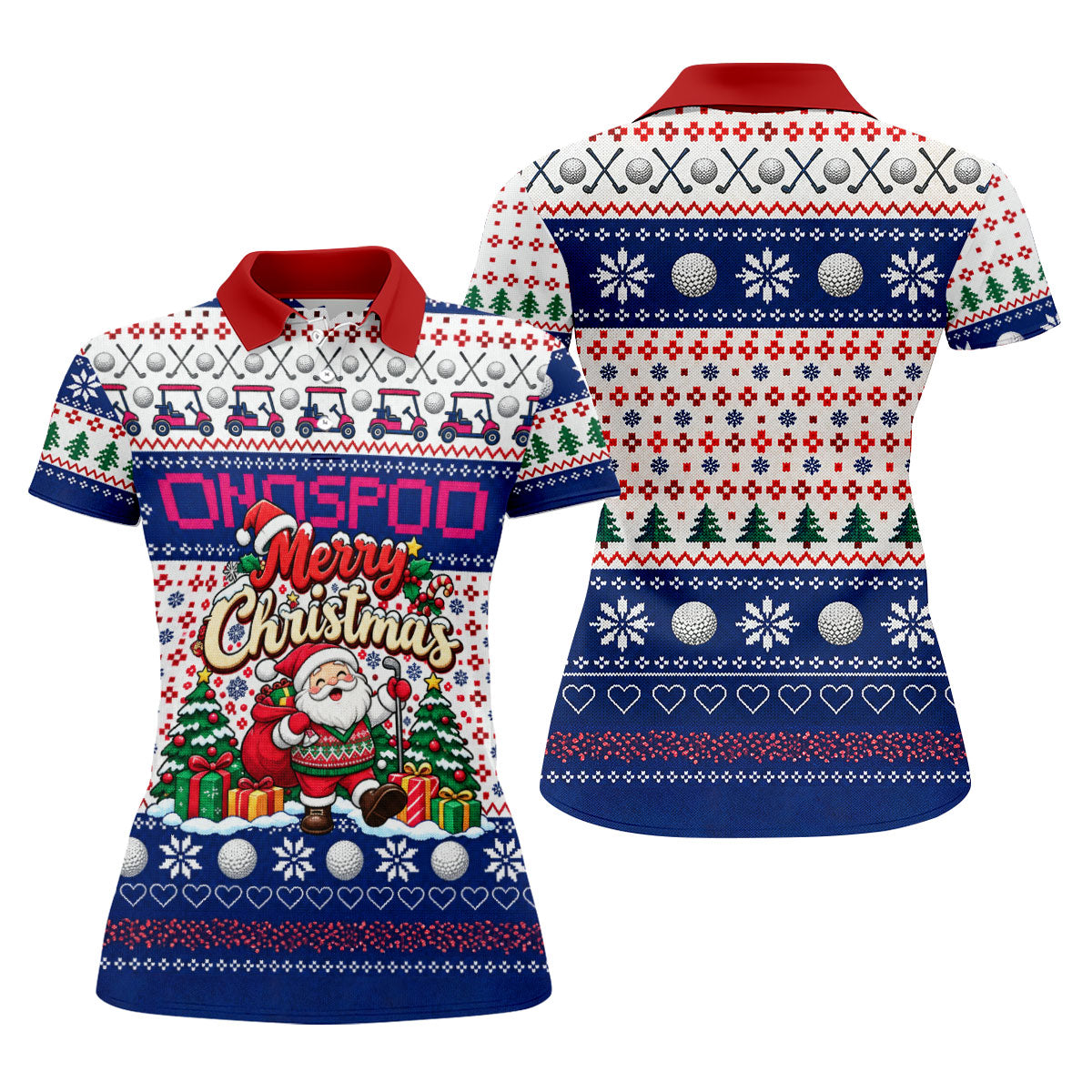 Santa Golf Balls Merry Christmas Golf Shirt, Womens Golf Tops, Womens Golf Clothing