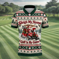Sleigh My Name Golf Cart Christmas Golf Shirt, Mens Golf Polo, Mens Golf Apparel