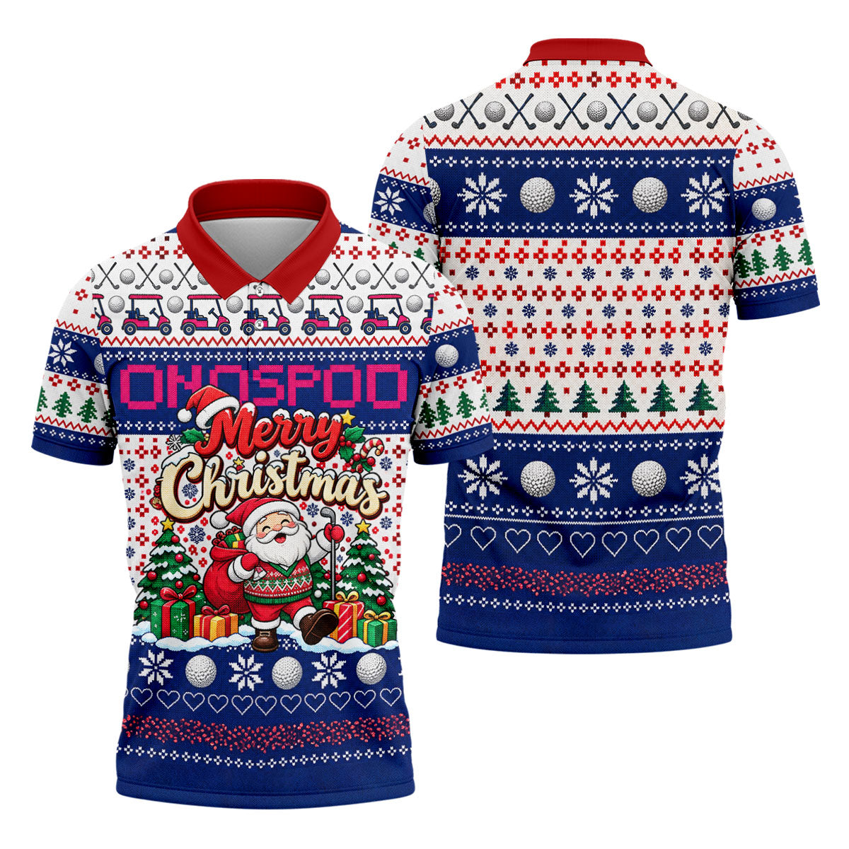 Santa Golf Balls Merry Christmas Golf Shirt, Mens Golf Polo, Funny Mens Golf Shirts