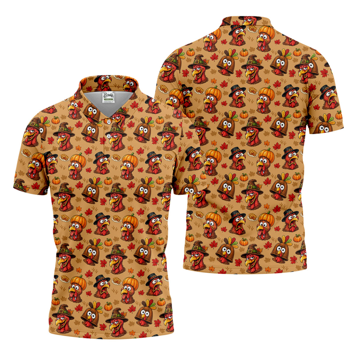 Pumpkingiving Thanksgiving Golf Shirt, Mens Golf Shirts, Mens Holiday Golf Shirts
