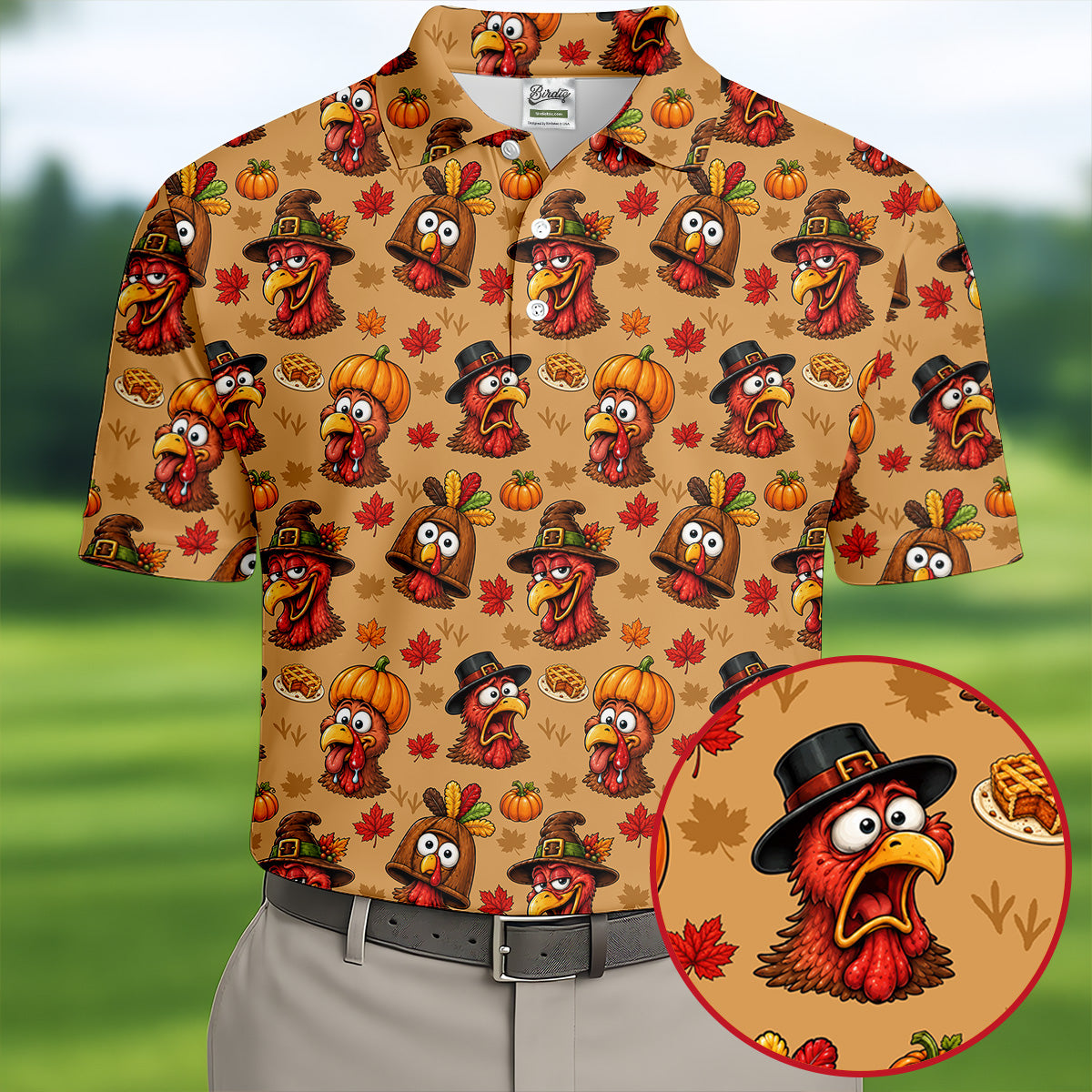 Pumpkingiving Thanksgiving Golf Shirt, Mens Golf Shirts, Mens Holiday Golf Shirts