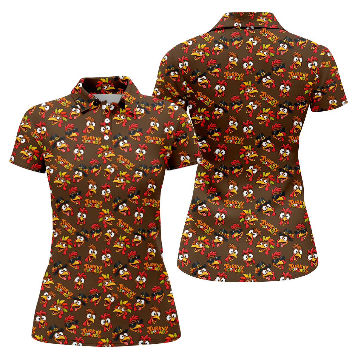 Turkey Squadgiving Thanksgiving Golf Shirt, Womens Golf Tops, Womens Golf Apparel
