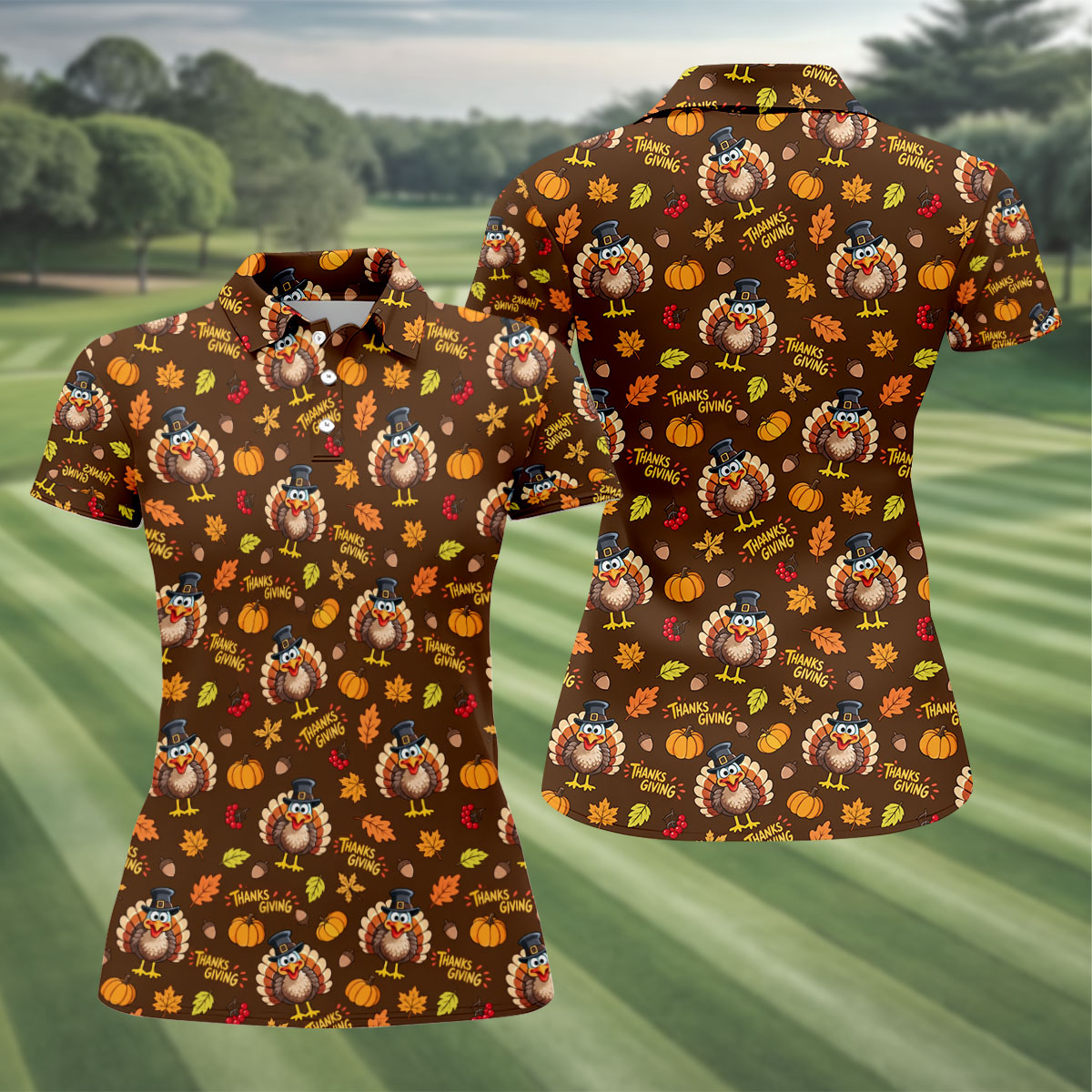 Pilgrimgiving Thanksgiving Golf Shirt, Ladies Golf Shirts, Golf Shirts For Women