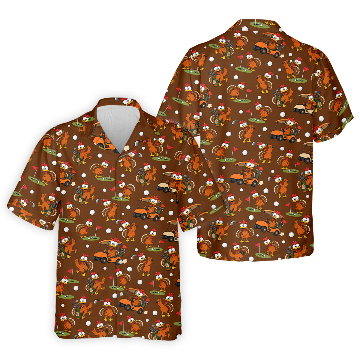 Golfgiving Turkey Cart Thanksgiving Golf Shirt, Mens Golf Polo, Golf Shirts For Men