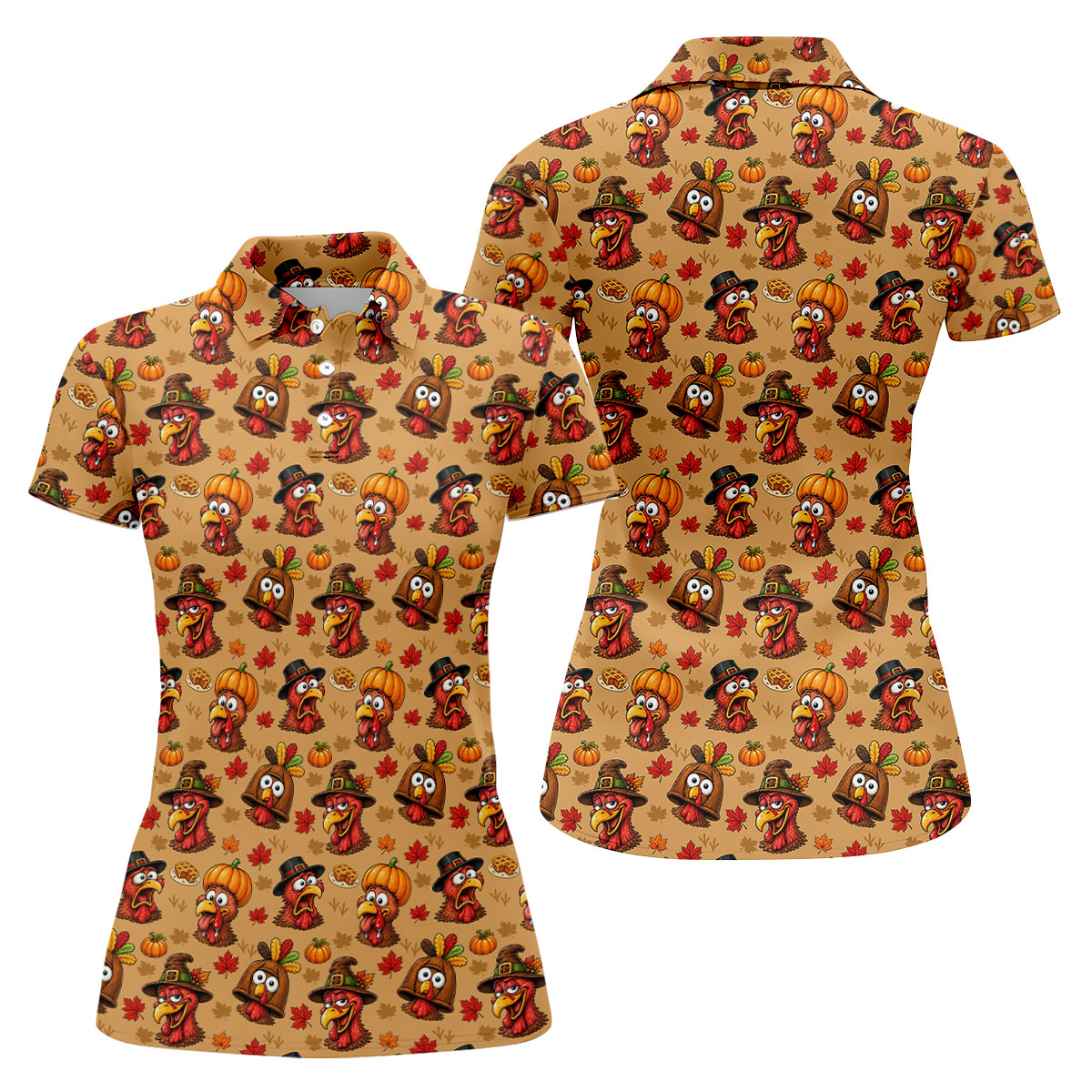 Pumpkingiving Thanksgiving Golf Shirt, Womens Golf Apparel, Womens Golf Clothing